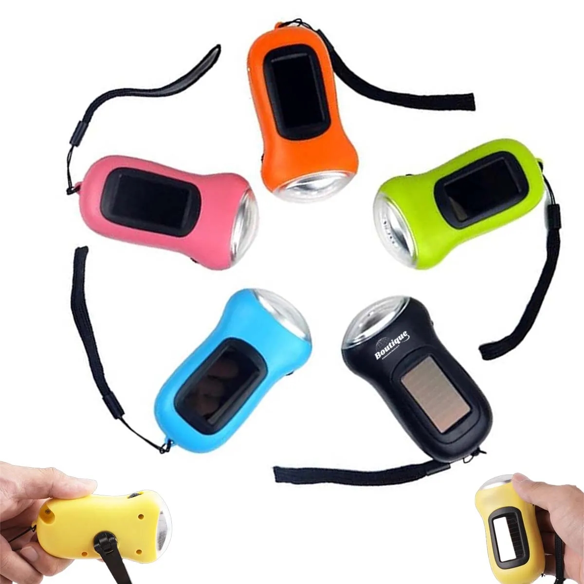 Hand Mini Crank Light Solar Power LED Flashlight 2