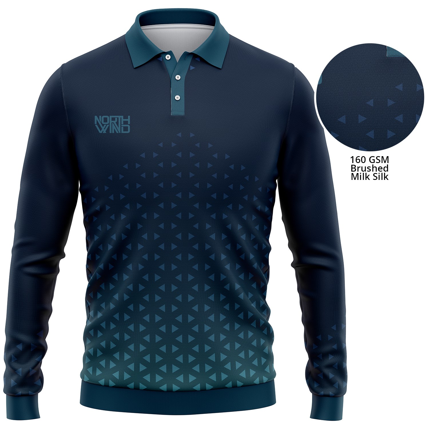 Unisex 160 GSM delicate Brushed Milk Silk Sublimation Long Sleeve Polo shirt 3