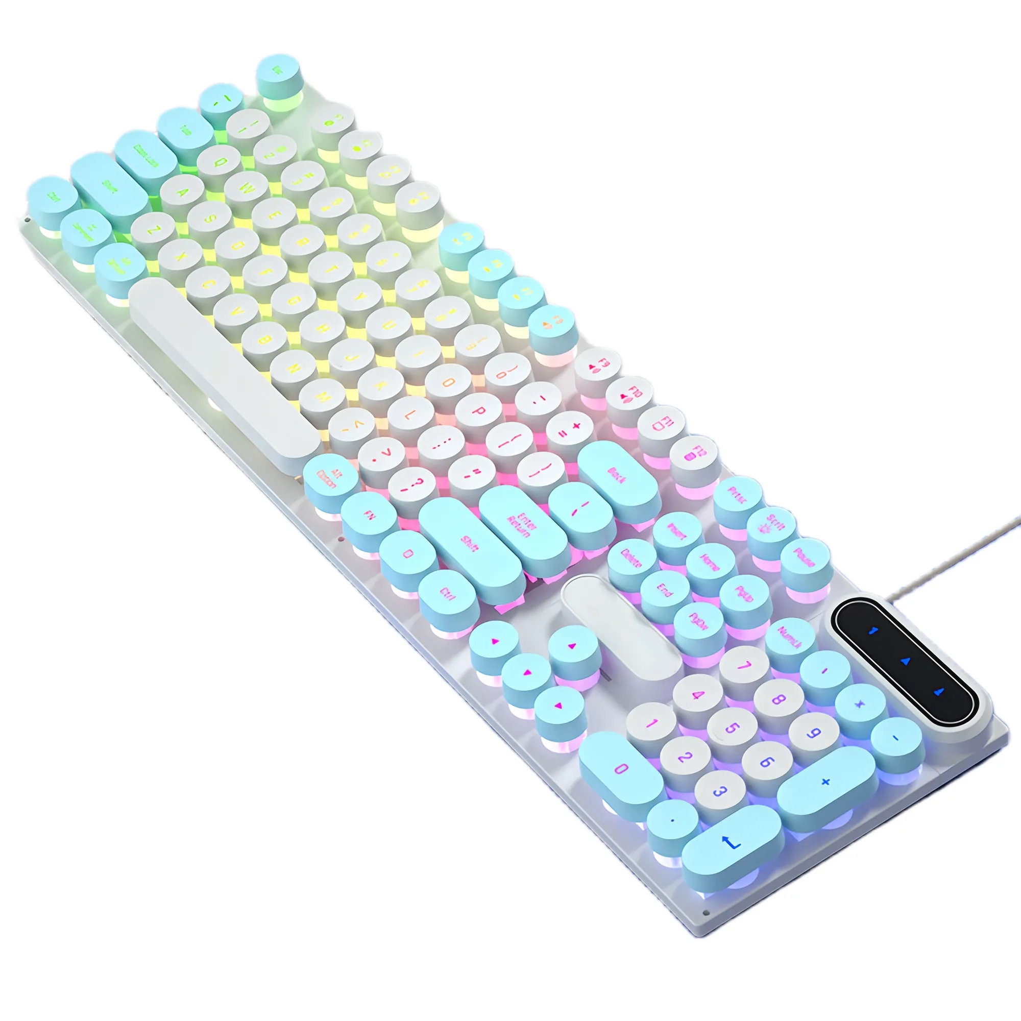 Colorblock Punk Wired Glowing Mechanical Feel Keyboard 3
