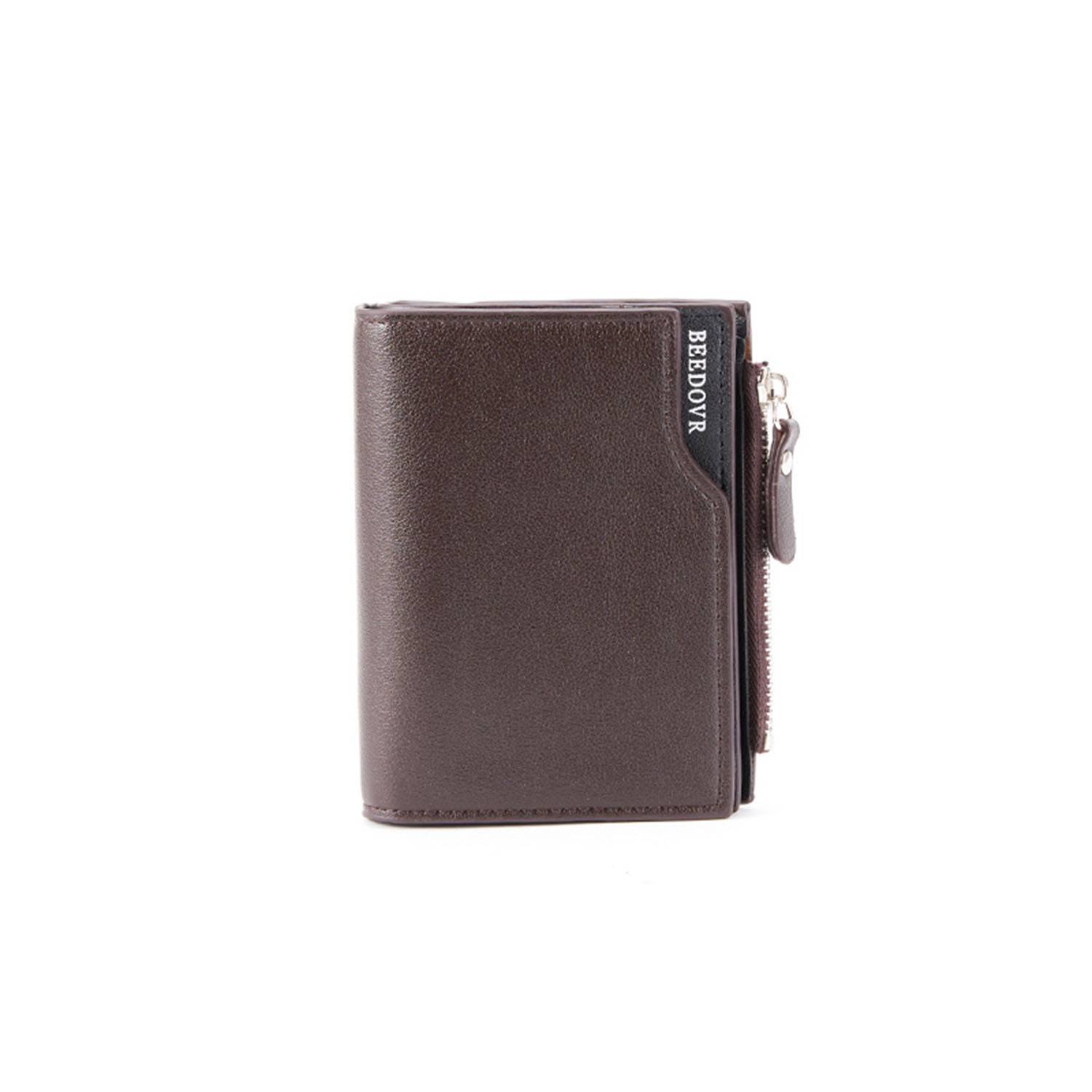 PU Leather Short Zipper Fashion Vertical Wallet For Men 6