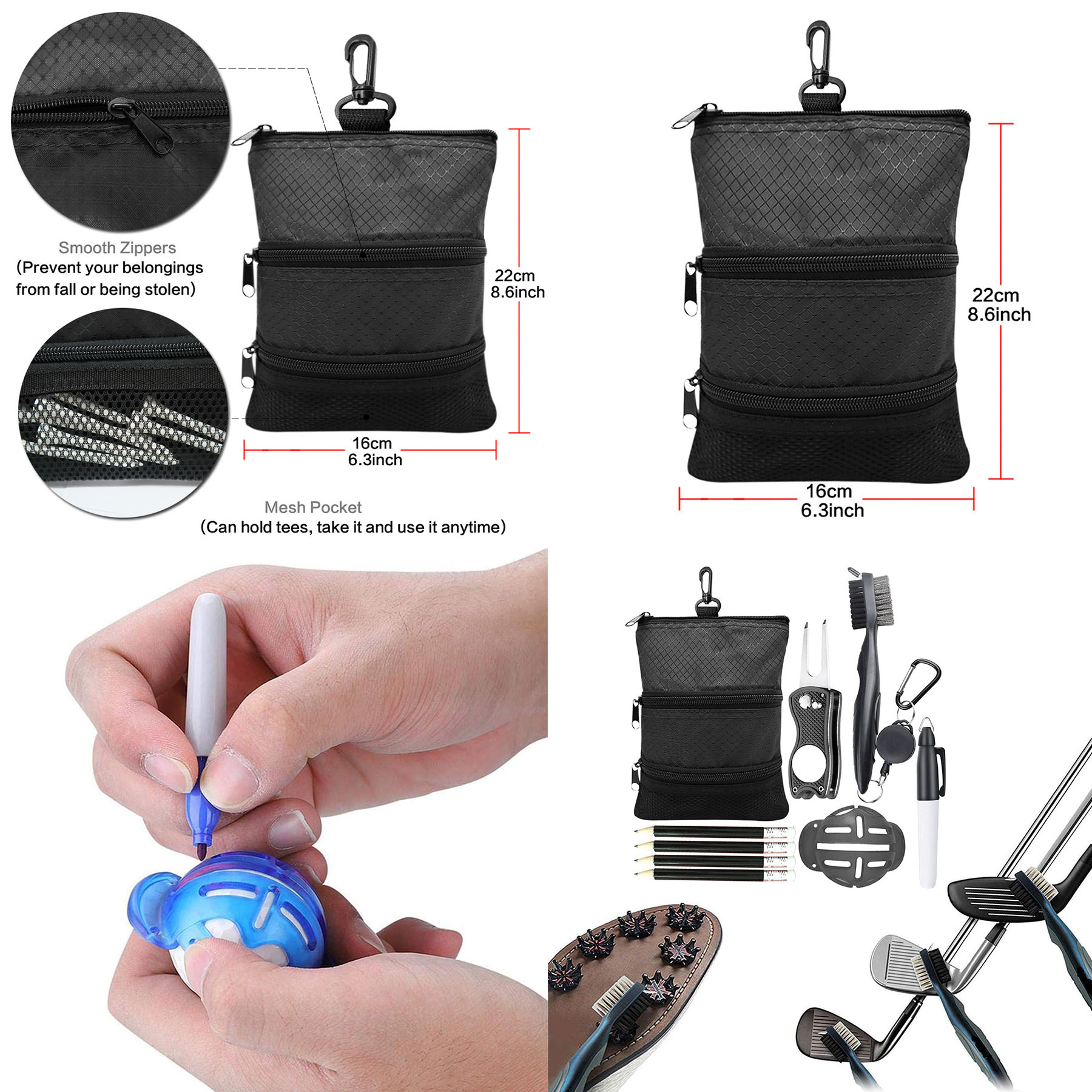 Golf Balls Pouch Bag Golf Storage Handbag 2