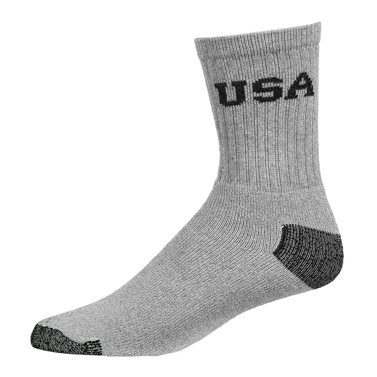 Adult Crew Sports Socks - Gray with Charcoal Size 10-13 USA 2