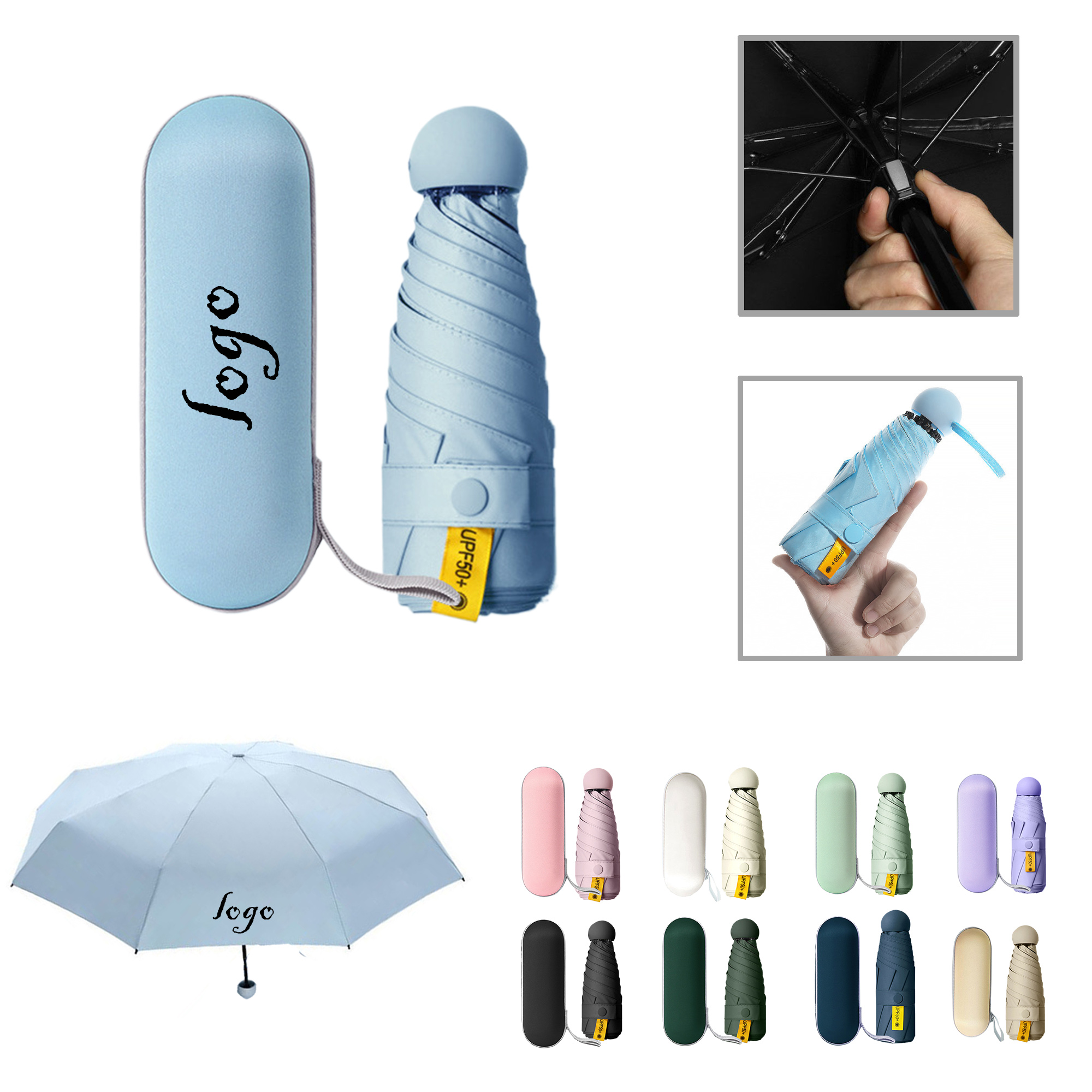 MOQ10 Compact Mini Capsule Umbrella for All Weather Use 3