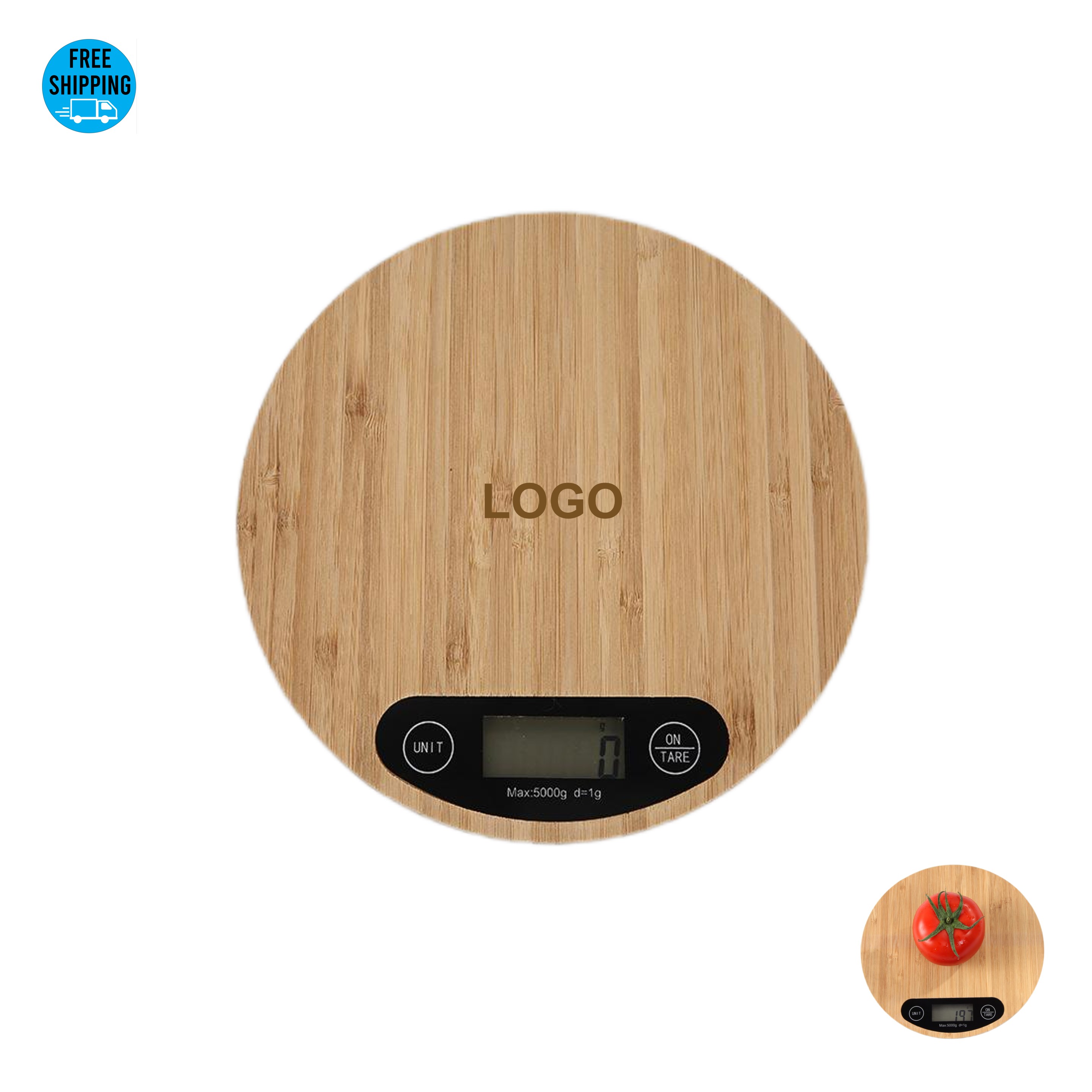 Round Bamboo Kitchen Scale - OCEAN 4