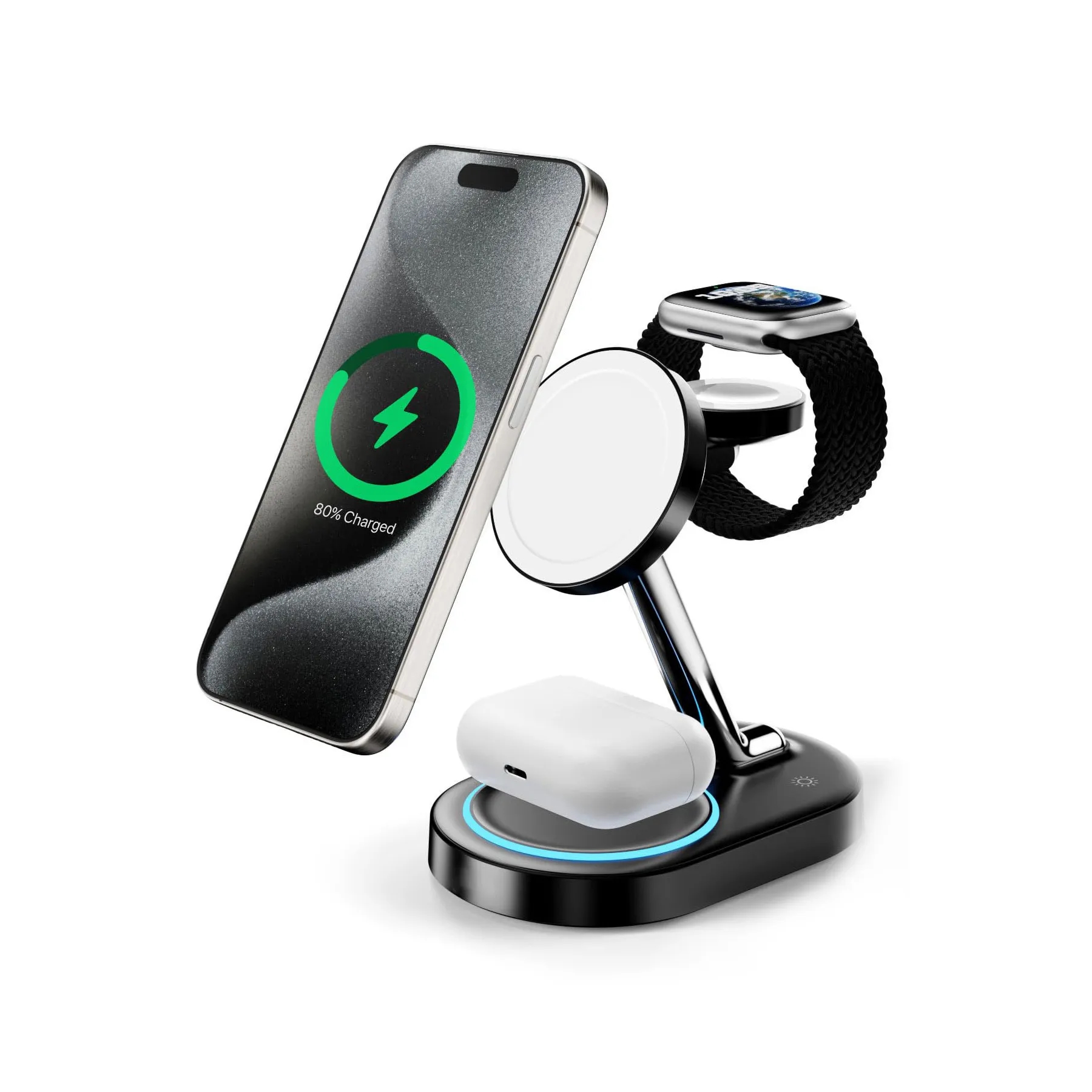 Aluminum Alloy 3 in 1 Magnetic Wireless Charging Station 20W 3