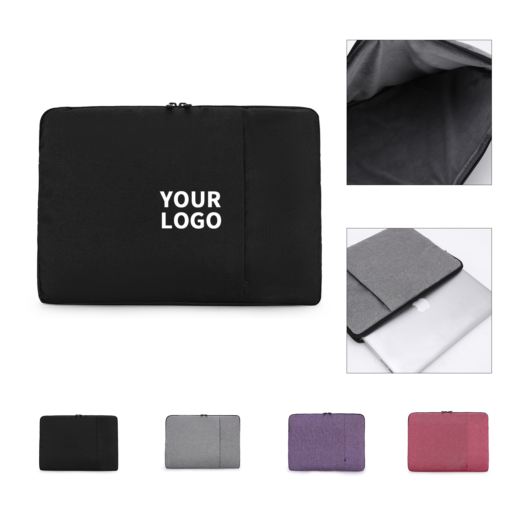 Oxford Laptop Sleeve With Front Accessory Pocket And Zipper 2