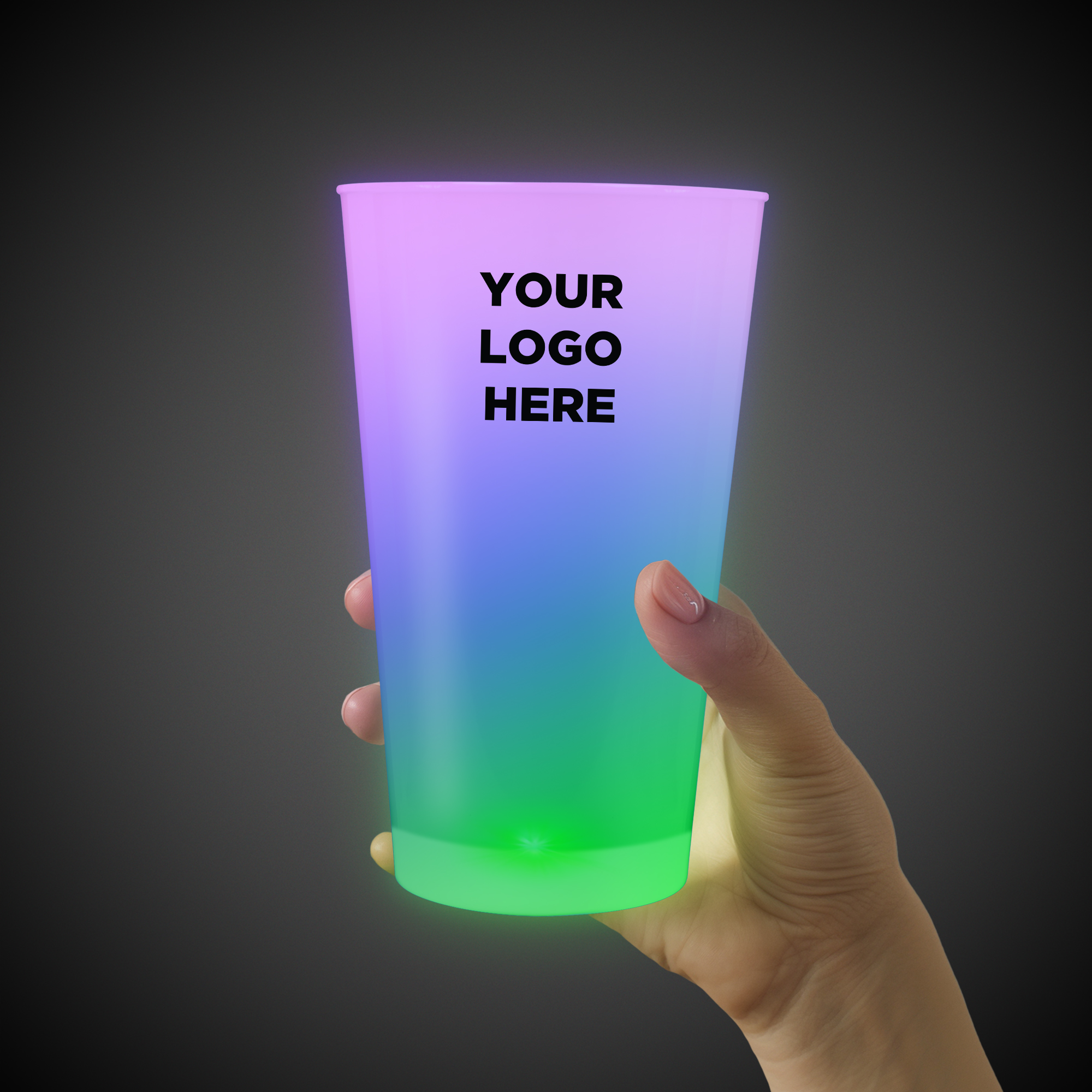 Multi Color LED Light Up Glow Neon Look 16 oz Pint Glass(Pad Print)