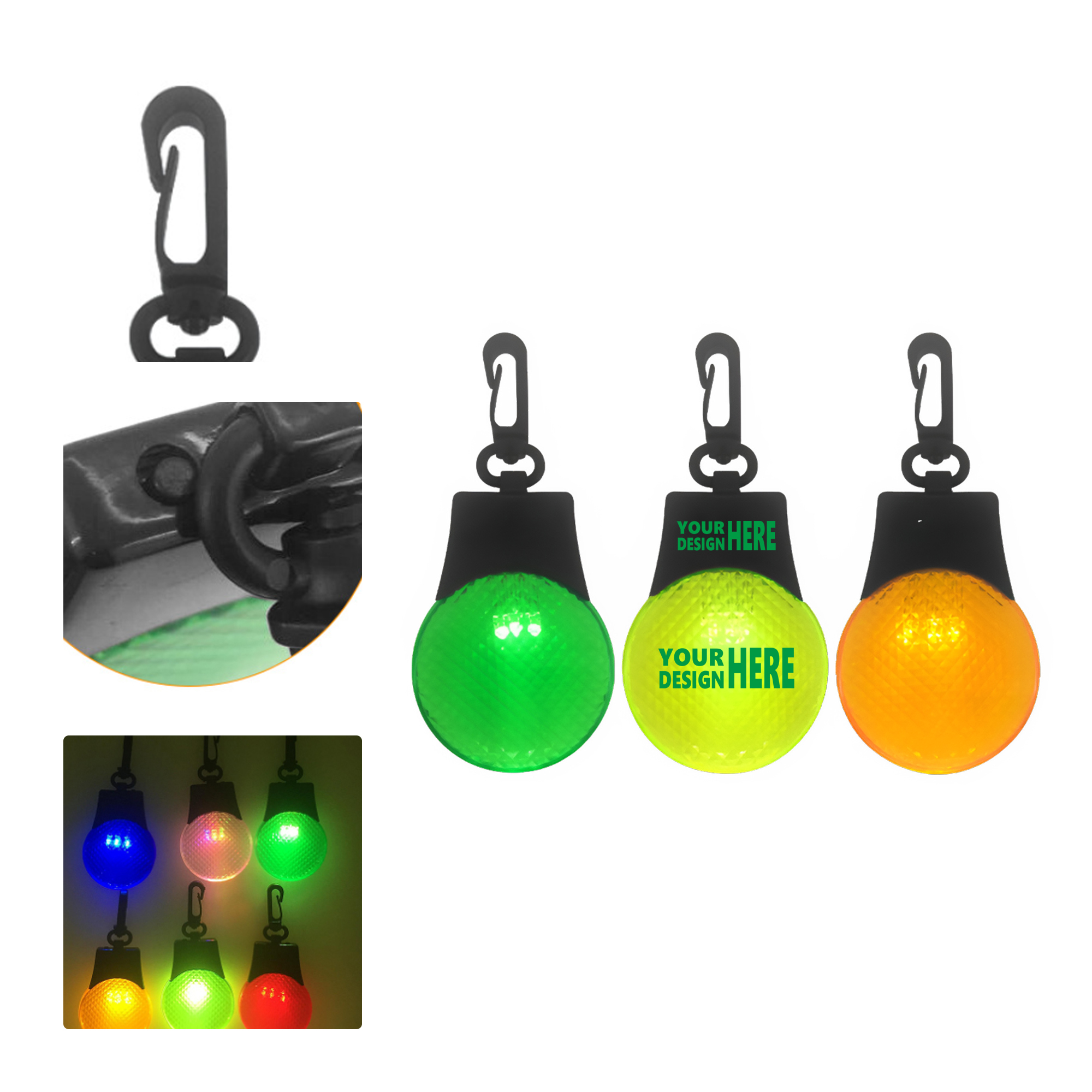 MOQ 50 Round LED Safety Warning Light with Clip 2