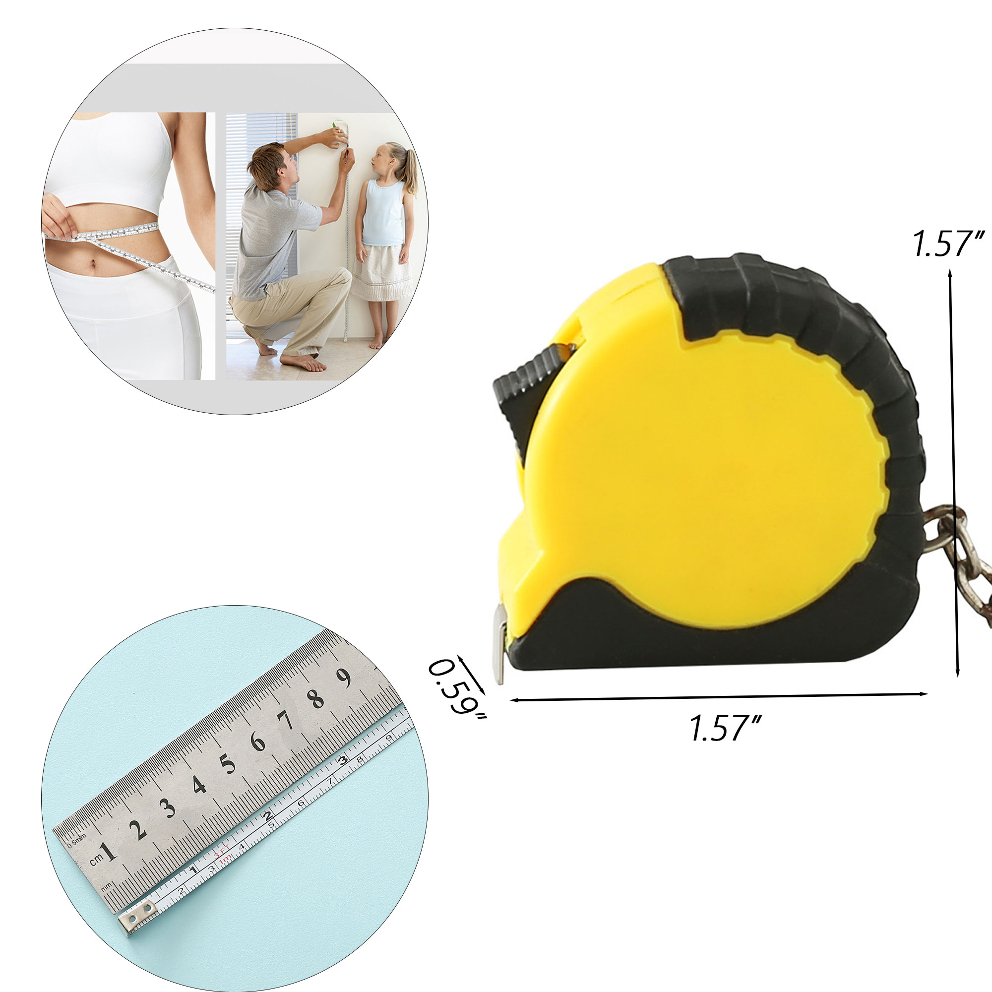 Mini Tape Measure with Keychain 2