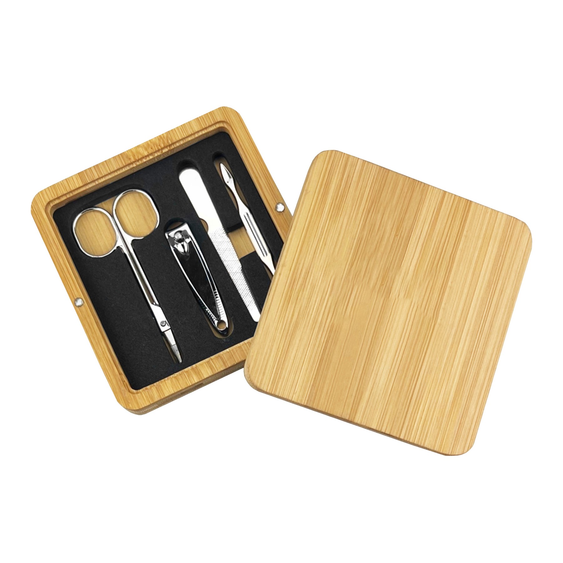 4 Piece Manicure Set In Bamboo Case 2