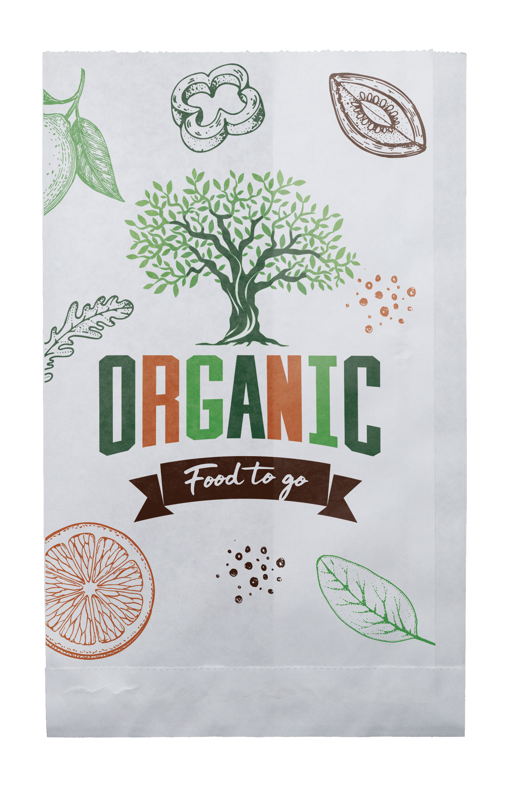 Multi-Sided Full Color Food Safe Merchant Paper Bags (5" x 7.5" x 2")