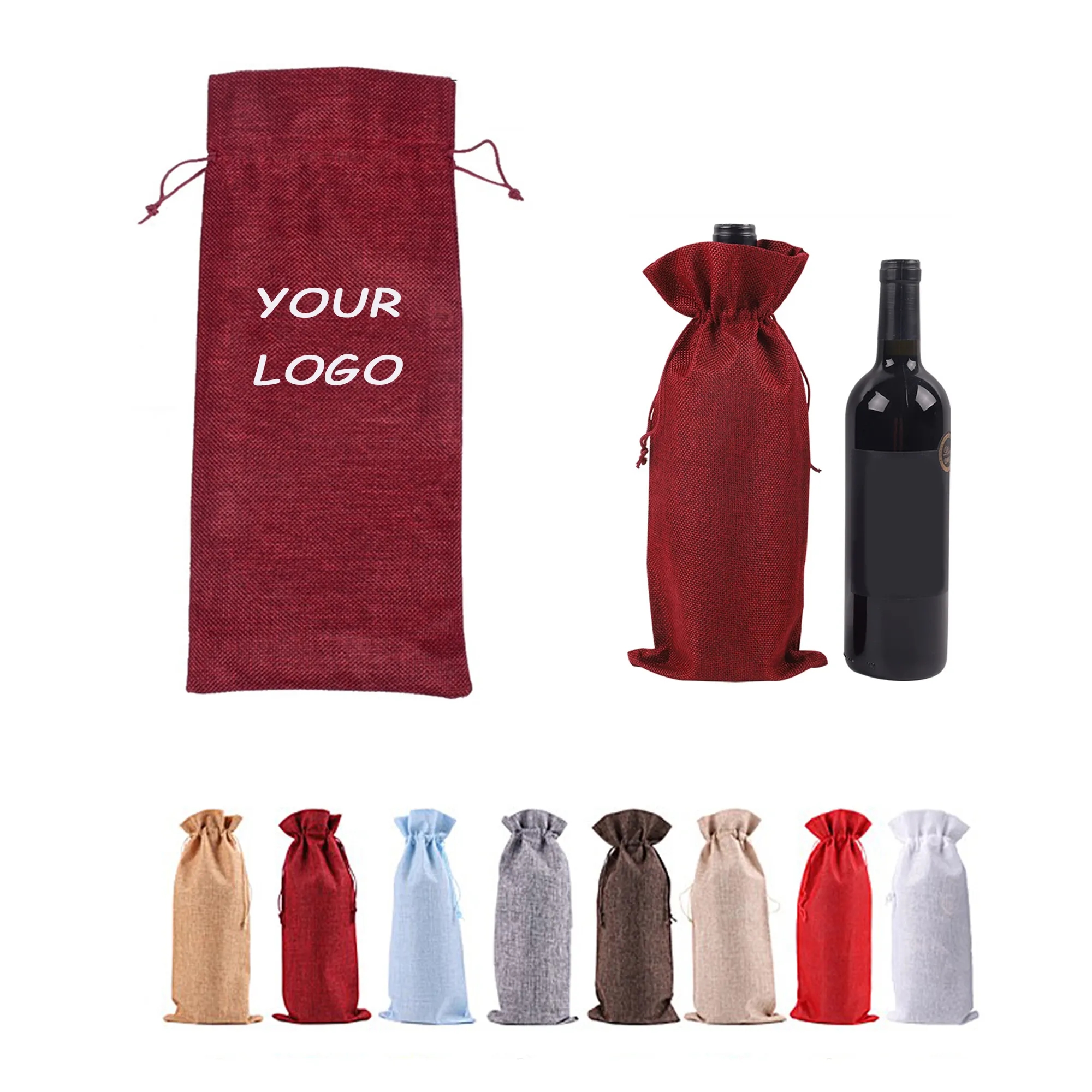 Single Bottle Linen Wine Gift Bags