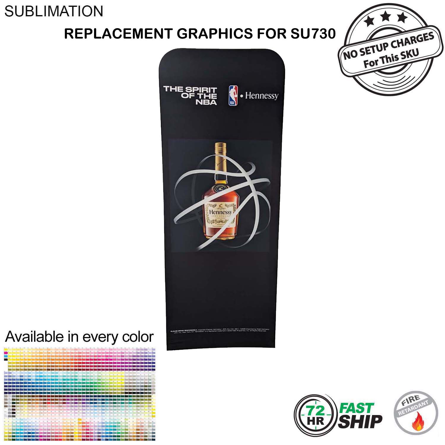 72 Hr Fast Ship - Replacement Graphics Double Sided 2'W x 78"H EuroFit Tension Fabric Slip on cover 6