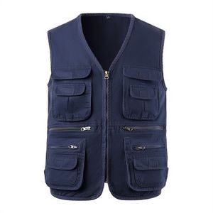 Men's Multi Pockets 100% Cotton Cargoes Fisherman Vest 5