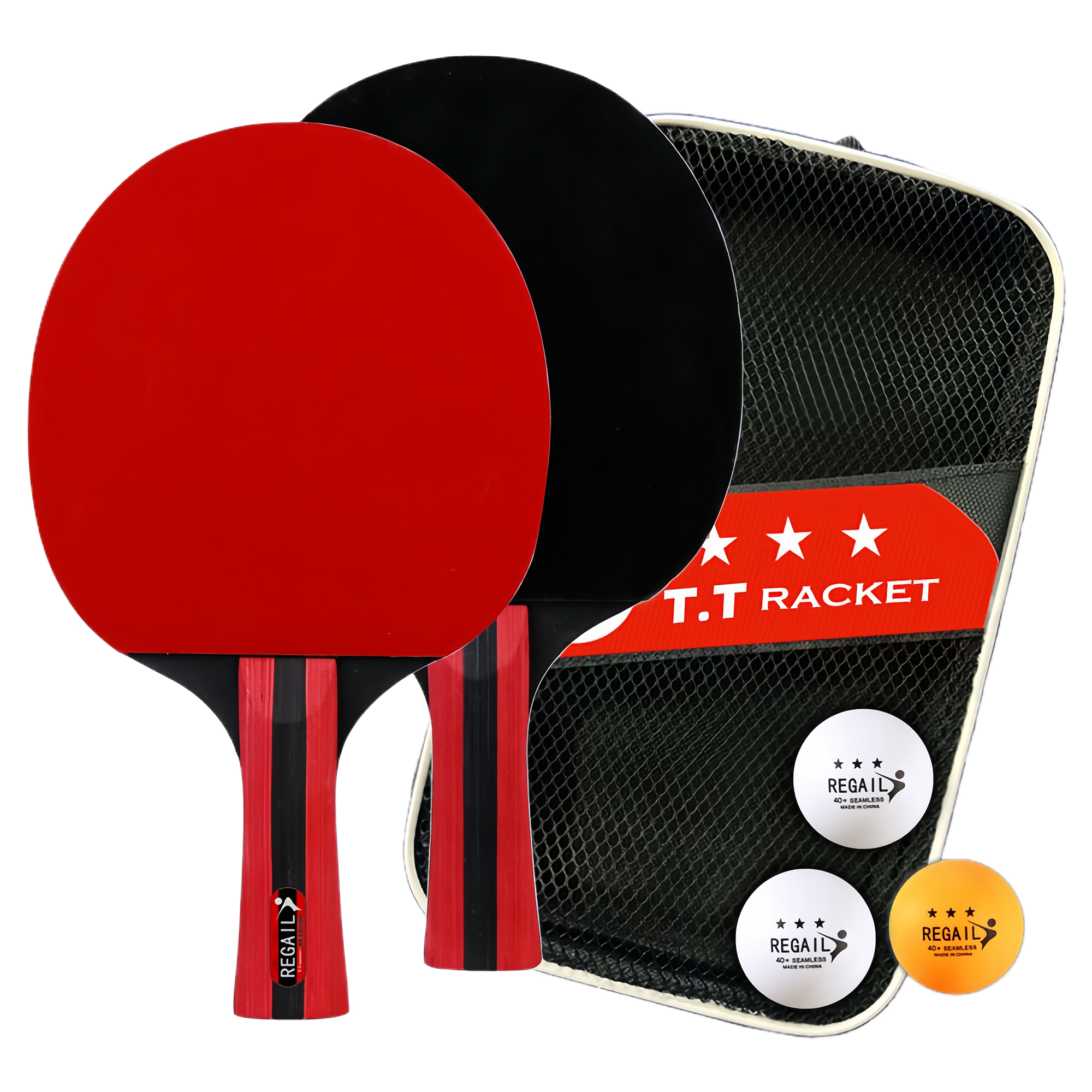 3-Star Black Training Table Tennis Paddle Set with Penhold 3