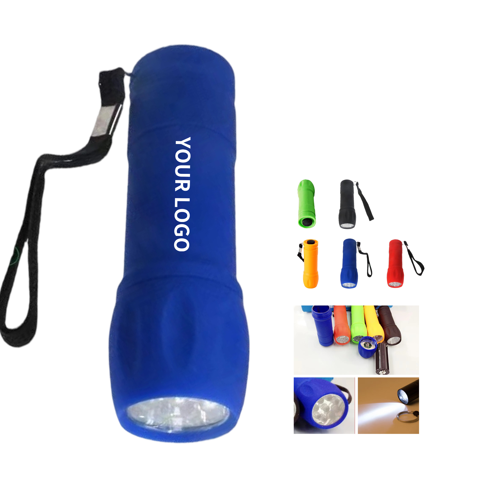 Hard Plastic Pocket Flashlight With Wrist Strap 1.2" Diameter x 4" Length 1