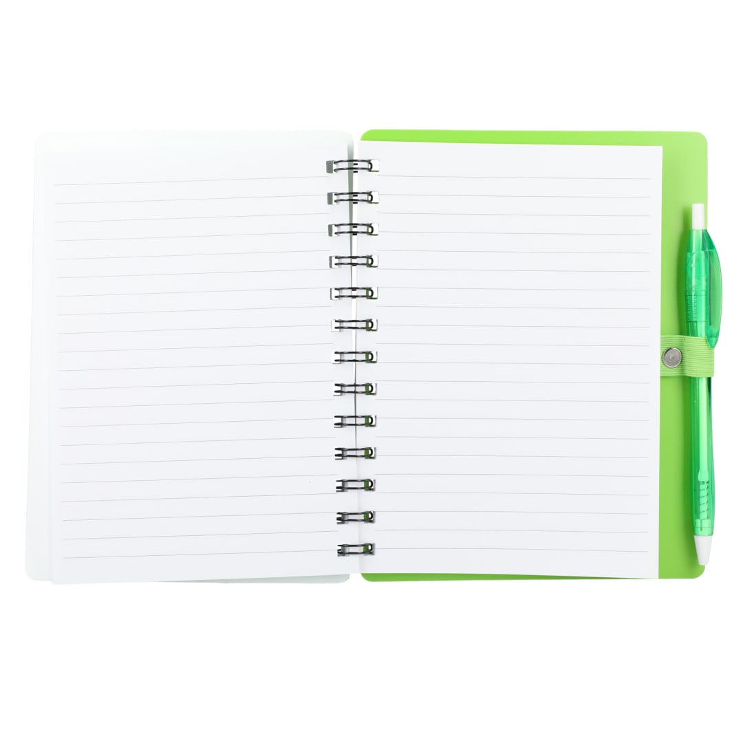 5" x 7" Recycled Dual Pocket Spiral Notebook w Pen 6