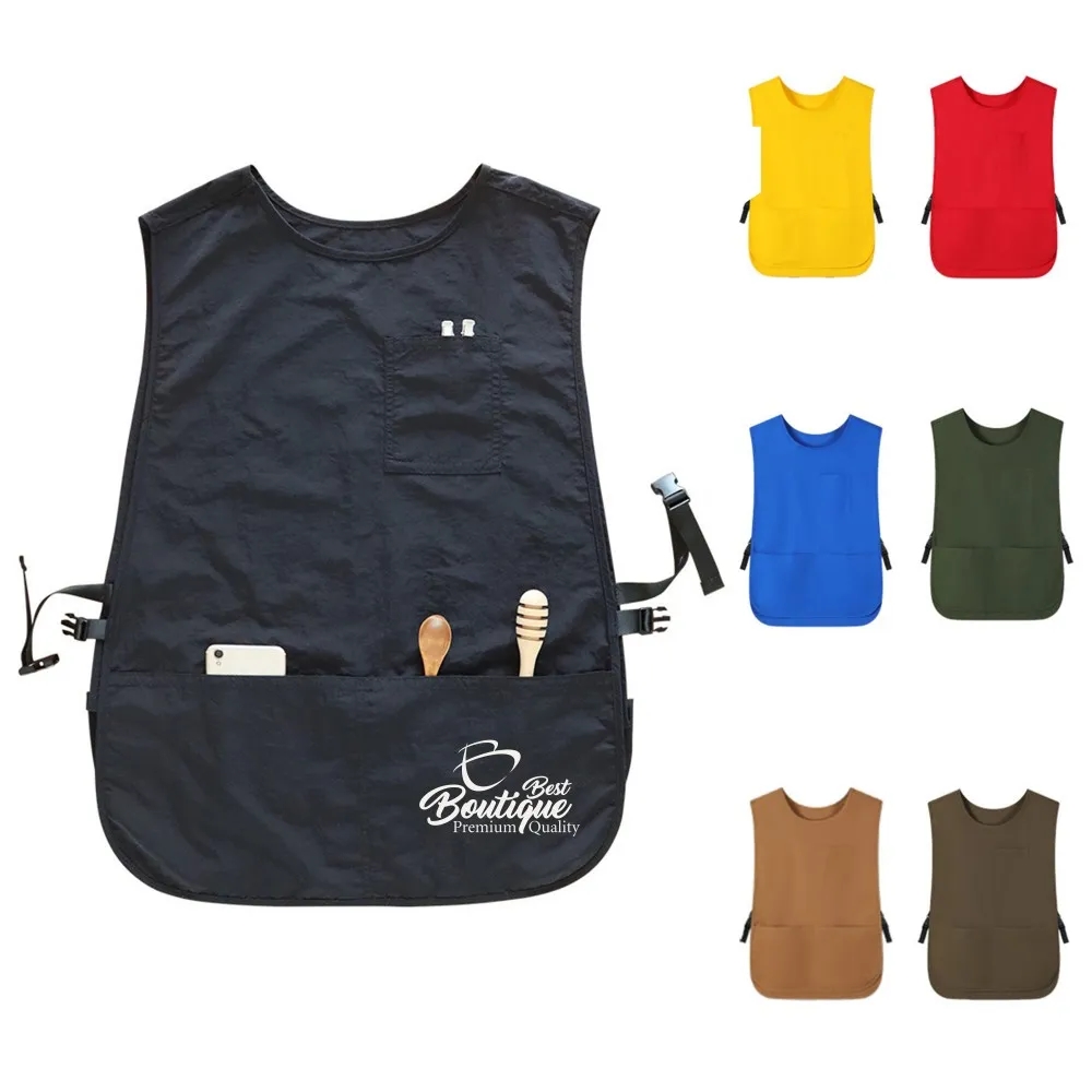 Bib Unisex Aprons Adjustable Waterdrop Resistant with Pocket 5