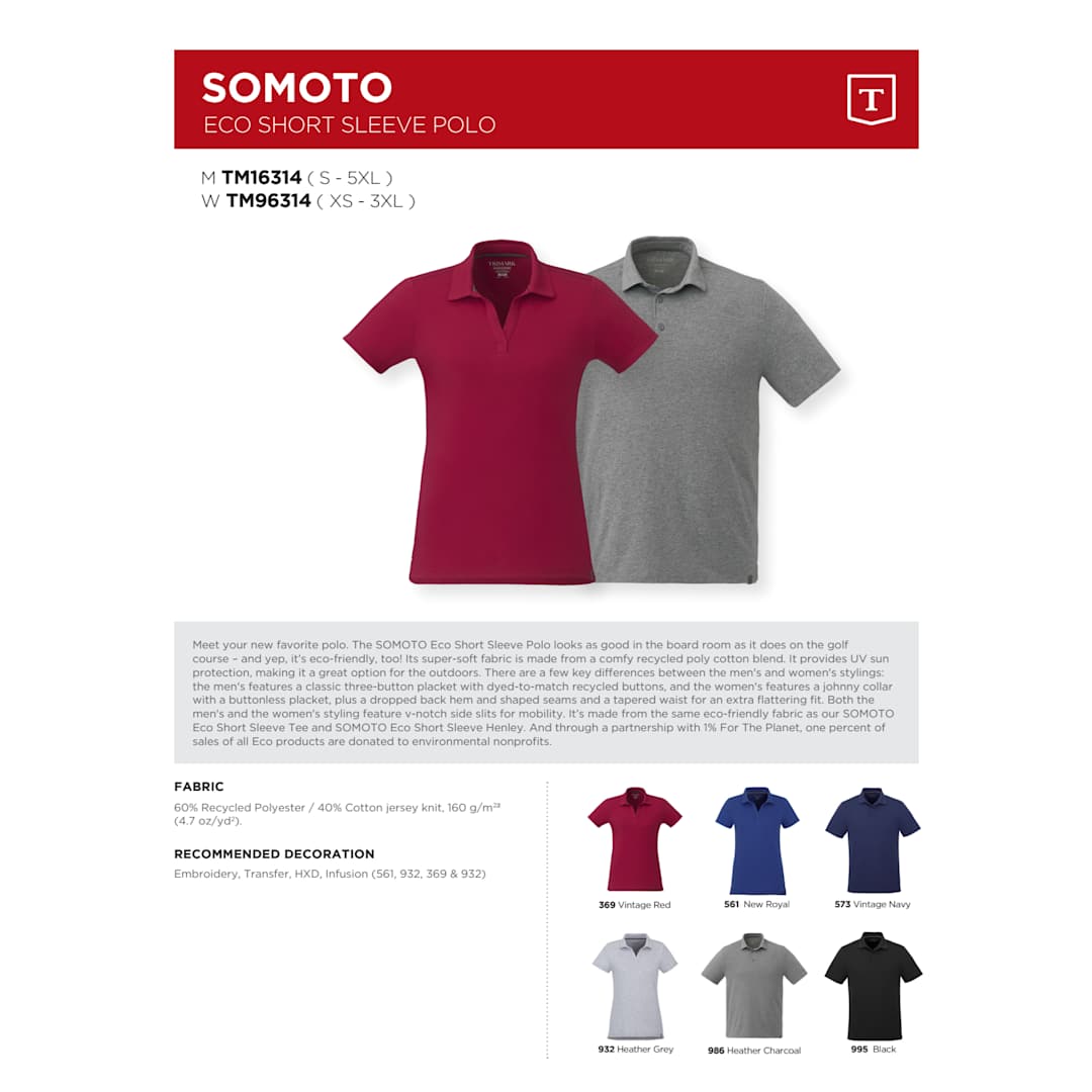 Women's SOMOTO Eco Short Sleeve Polo 165
