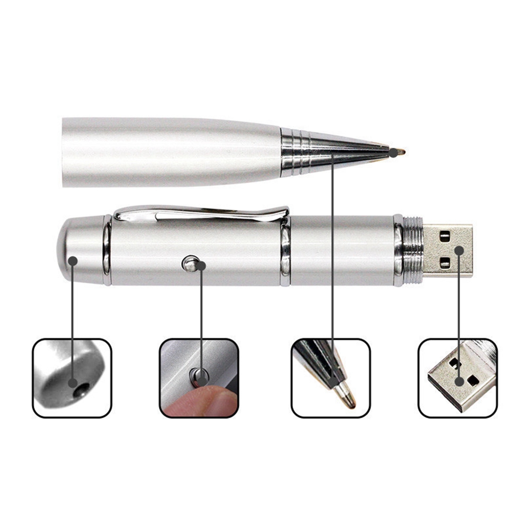 Flash Drive Ball Point Pen with Laser Light 2