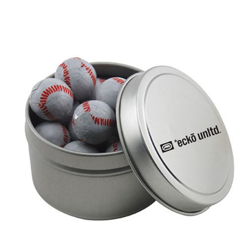 Round Tin with Chocolate Baseballs 2