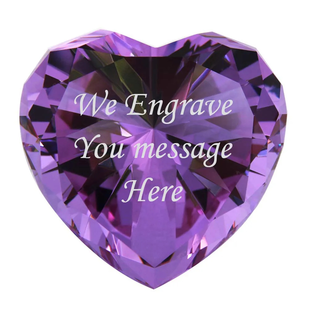 Engraved Crystal Heart Diamond Paperweight 9