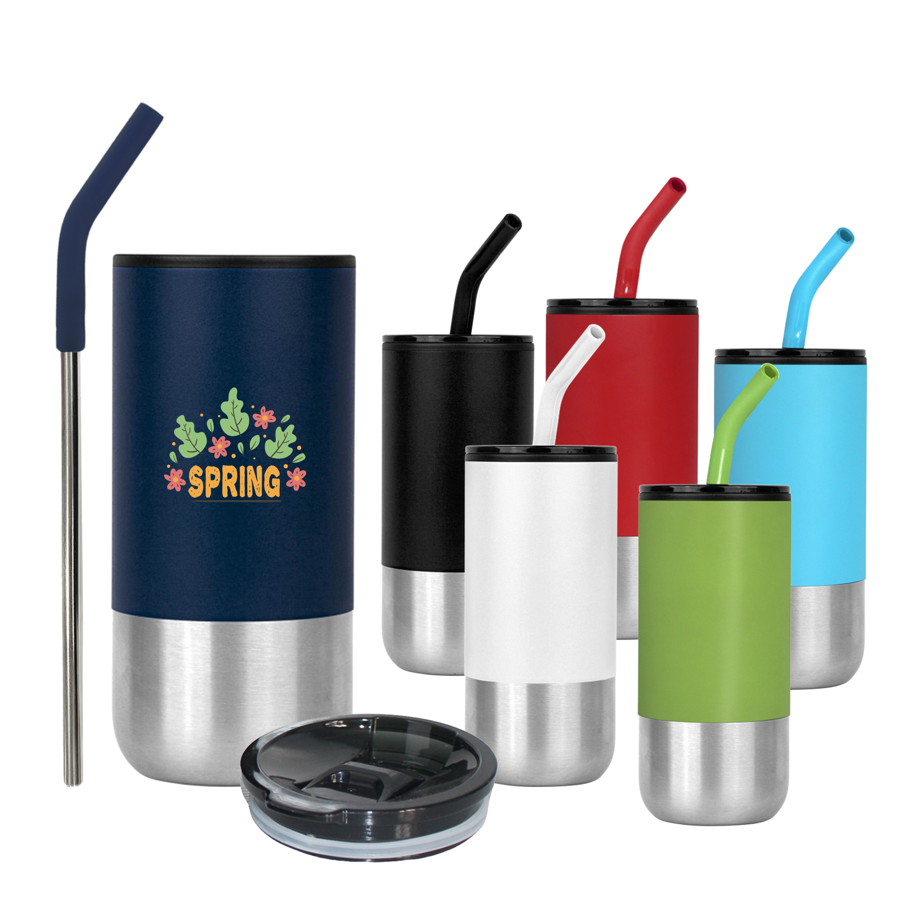 18 oz. Double Wall Color Body Tumbler w/Straw and Lid 1