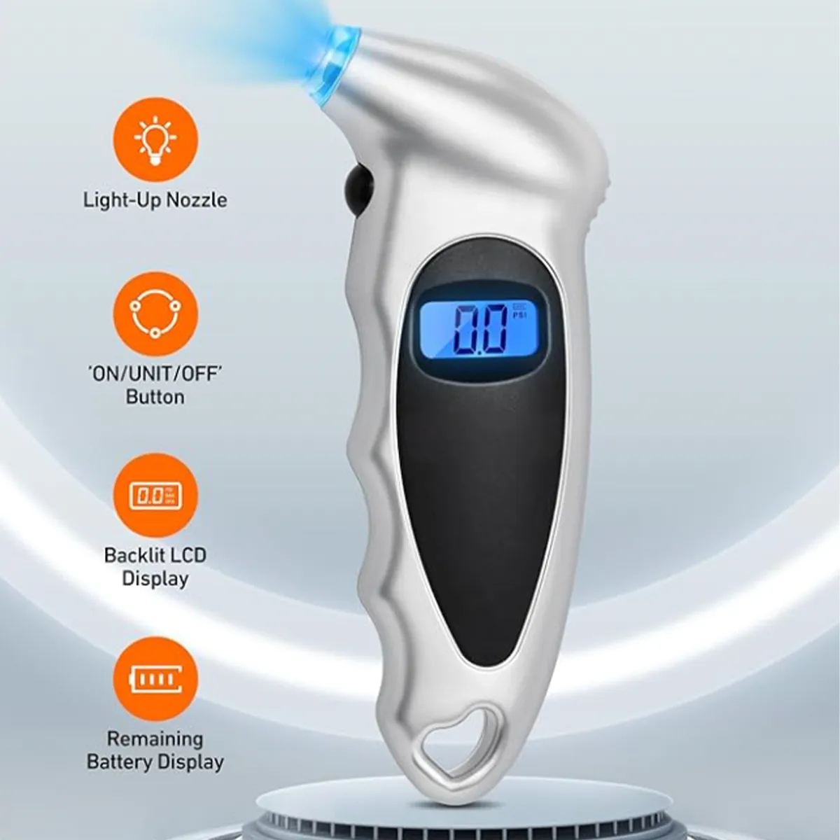 Multifunction Digital Tire Pressure Gauge Safety Hammer 4