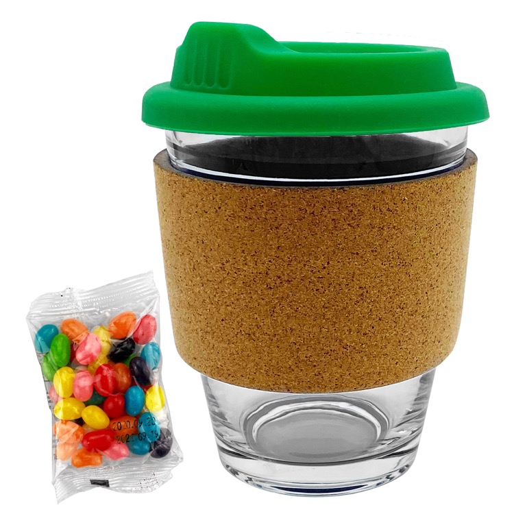 Jelly Bean In Cork Band Glass Coffee Cup 9