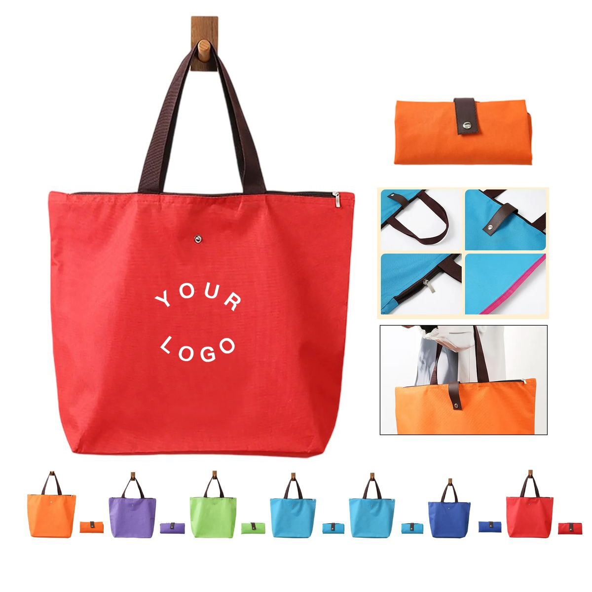 Foldable Eco Tote for Market and Errands, custom tote bag with logo imprint 3