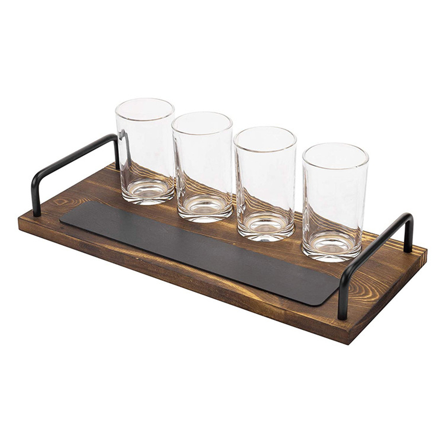 4 Cups Wooden Bar Serving Tray W/ Chalkboard 2