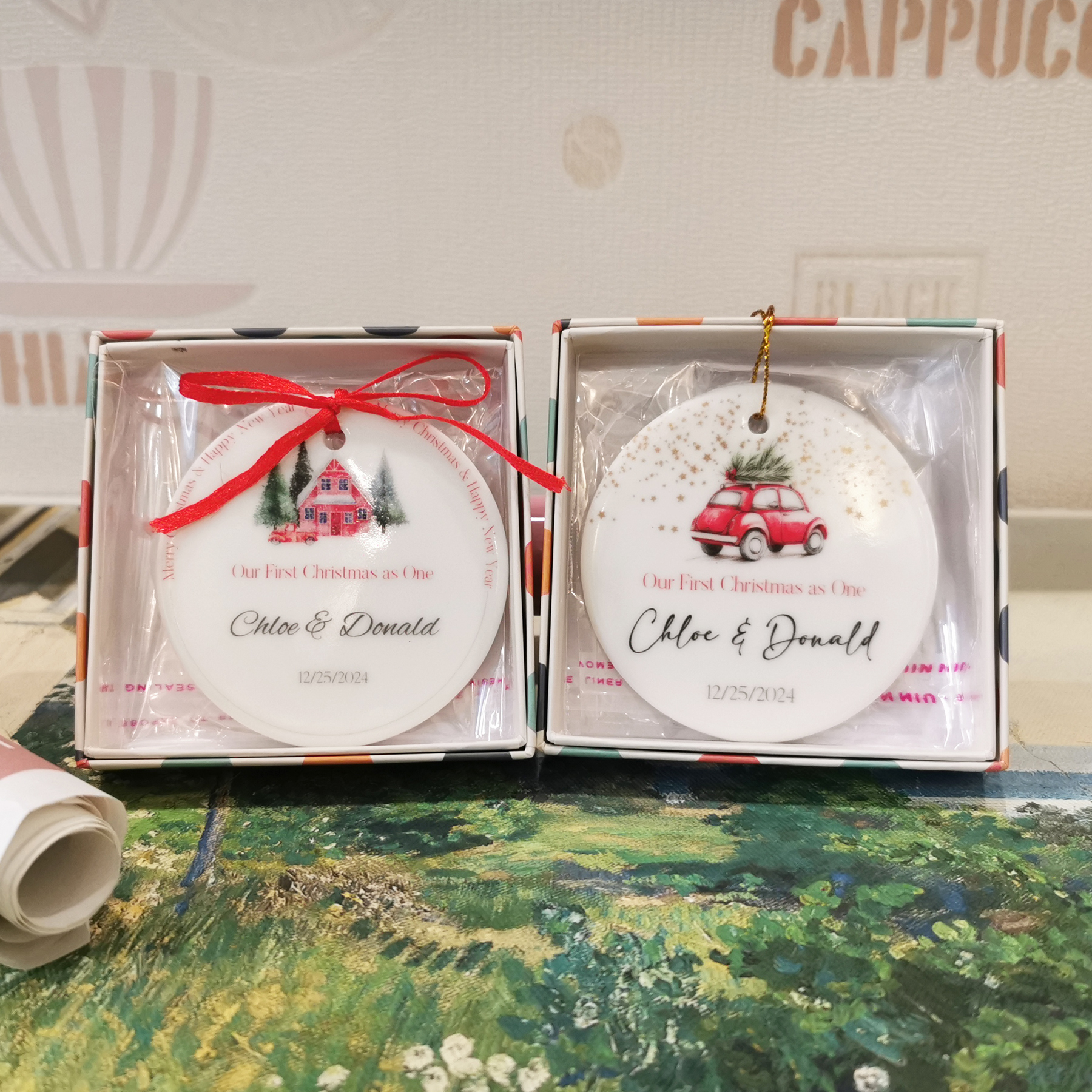 3 Inch Christmas Ceramic Ornaments-Round 3