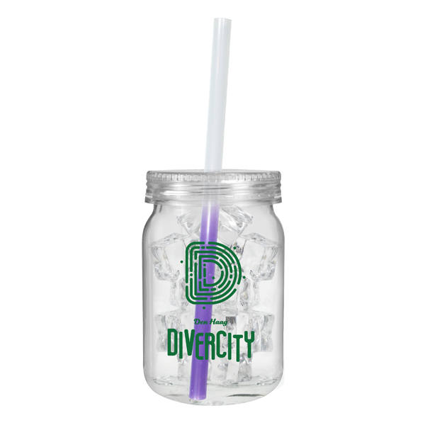 24 oz. Plastic Mason Jar with Mood™ Straw 7