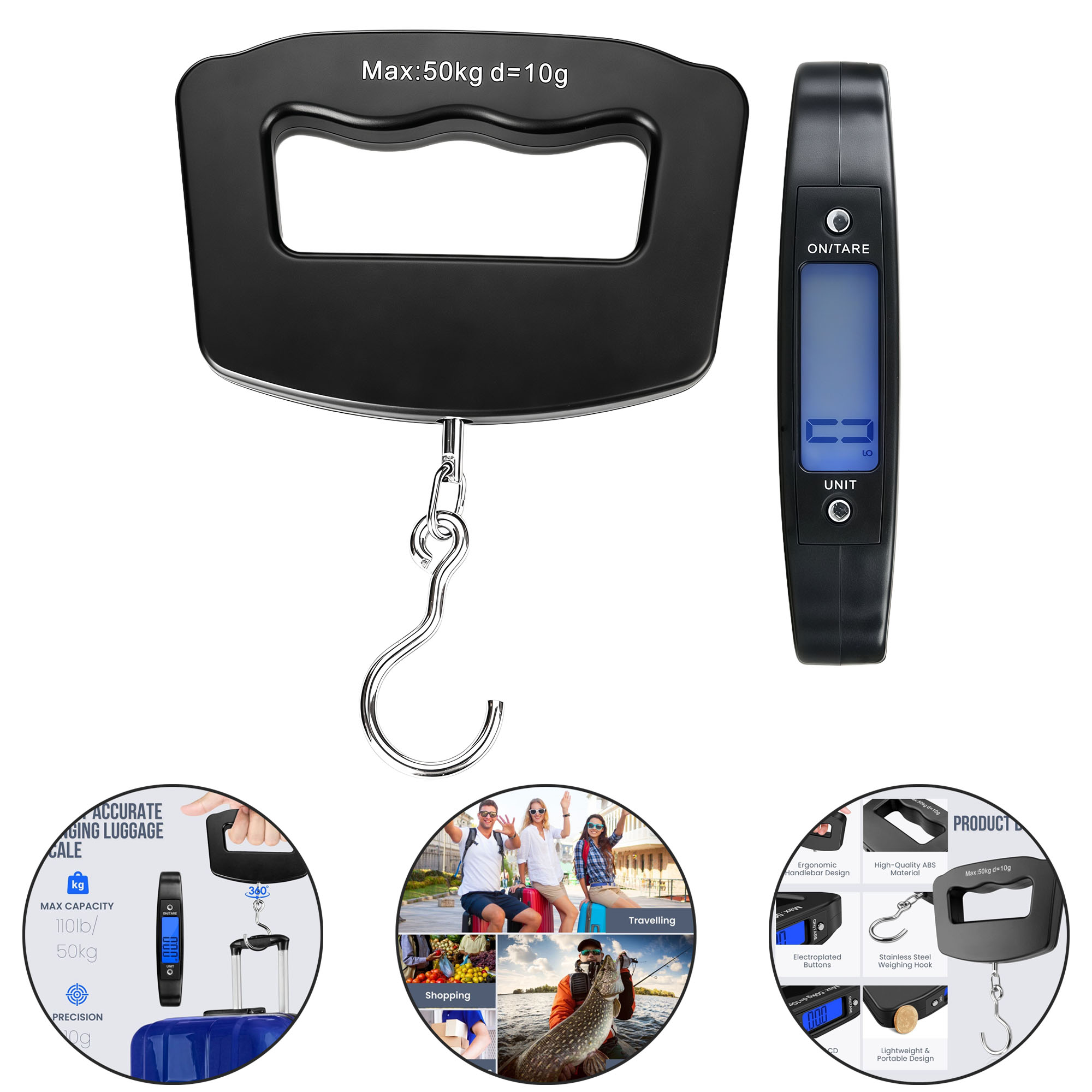 50kg/1g Portable Handheld Electronic Scale with LCD Blue Backlight 1