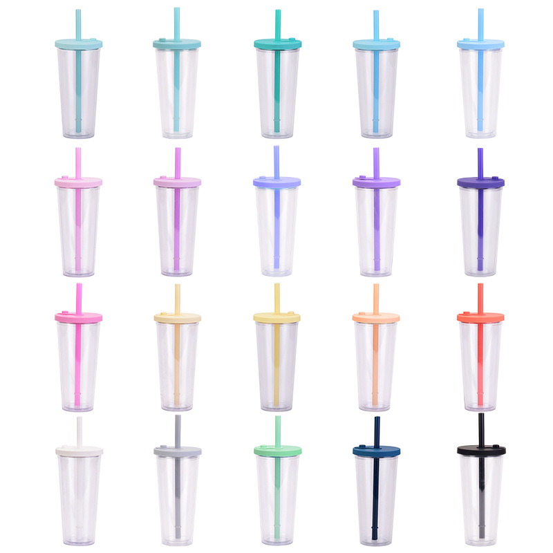 Double Layer Plastic Large Hole Straw Cup 2