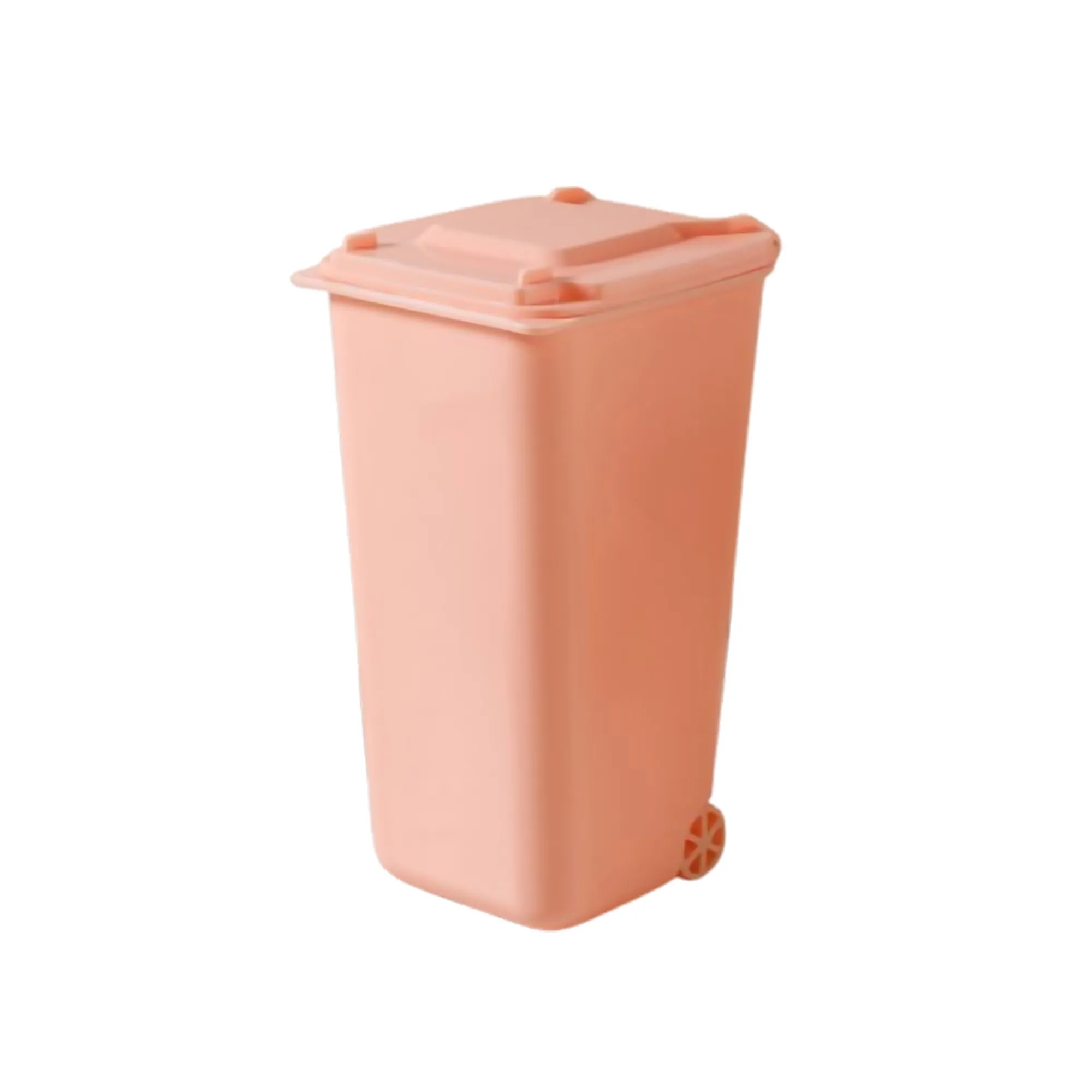 Desktop Organizer W/ Lid Mini Garbage Trash Bin Pen Holder 4