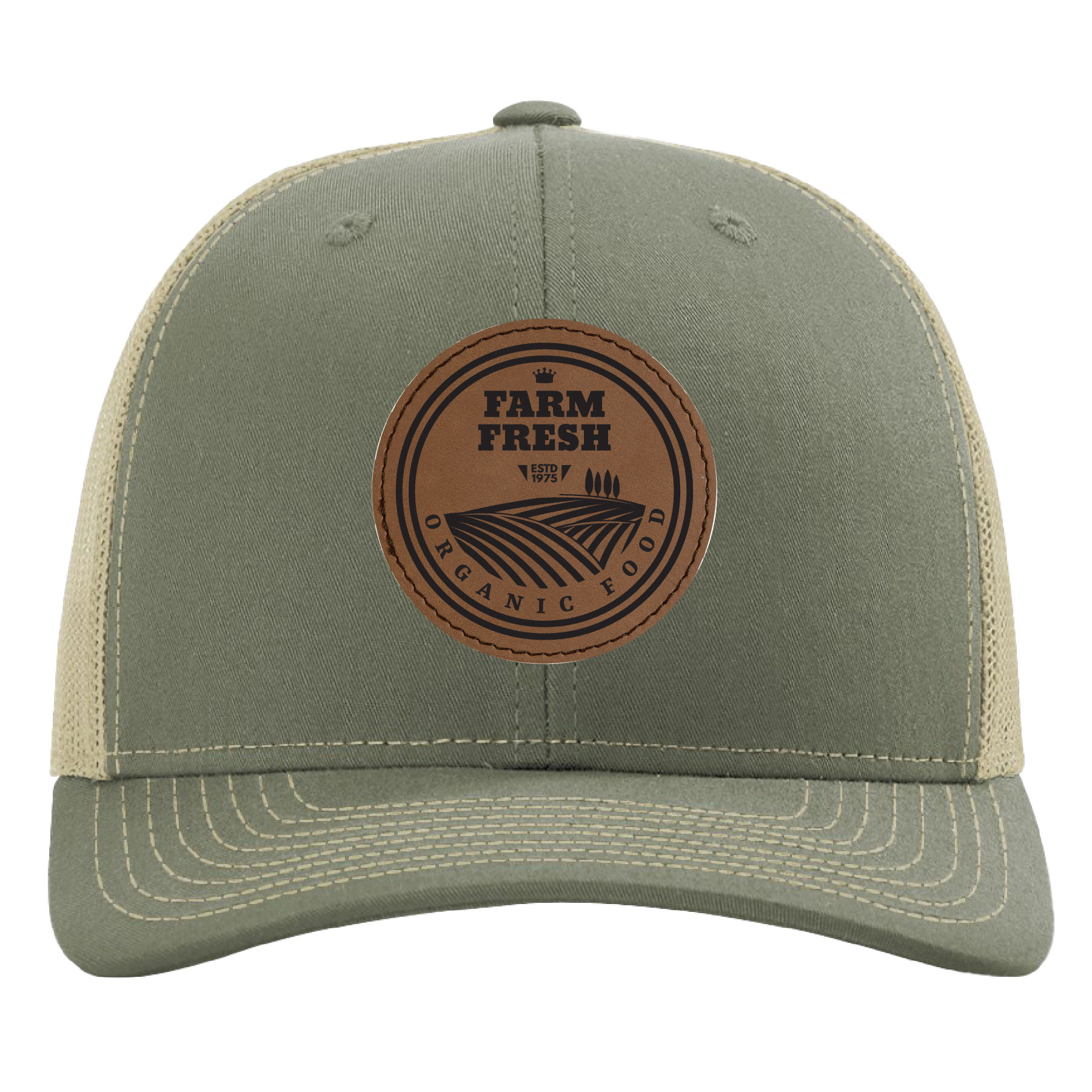 Richardson 112RE Recycled Trucker Hat w/Leatherette Adhesive Patches or Embroidery 5