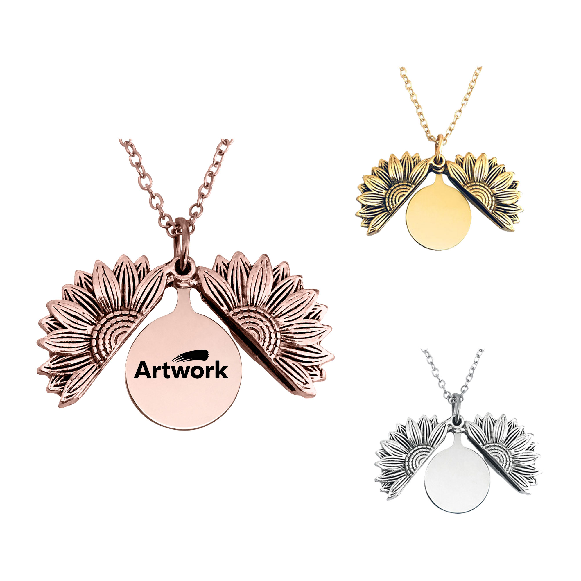 Sunflower Stainless Steel Round Brand Necklace 1