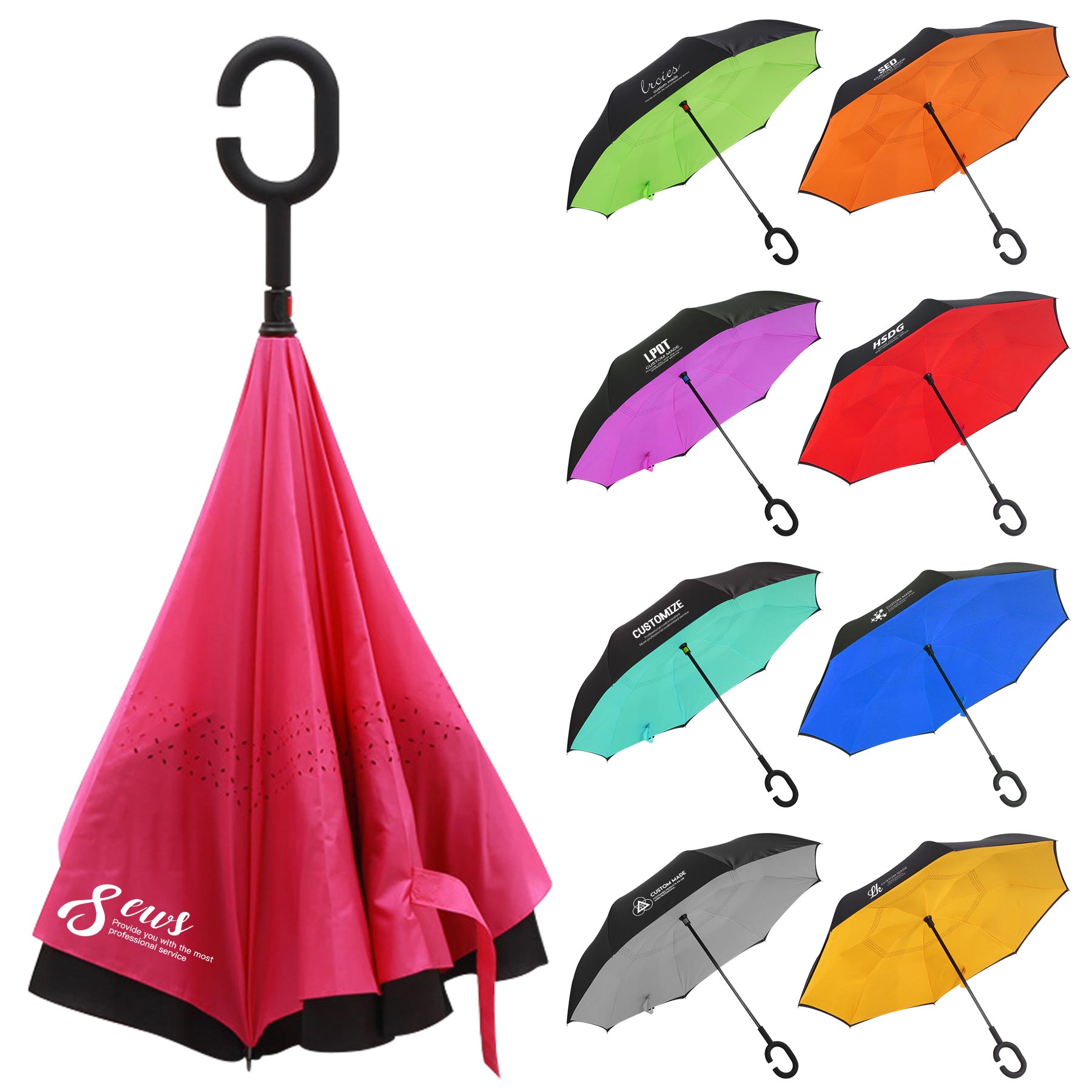 Folding Inverted Umbrella With C-shaped Handle 1