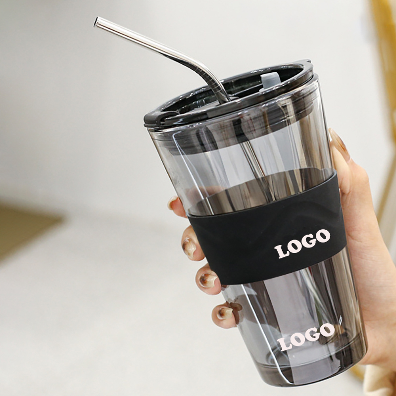 2 in 1 Heat Resistant Glass w/ Stainless Steel Straw 6