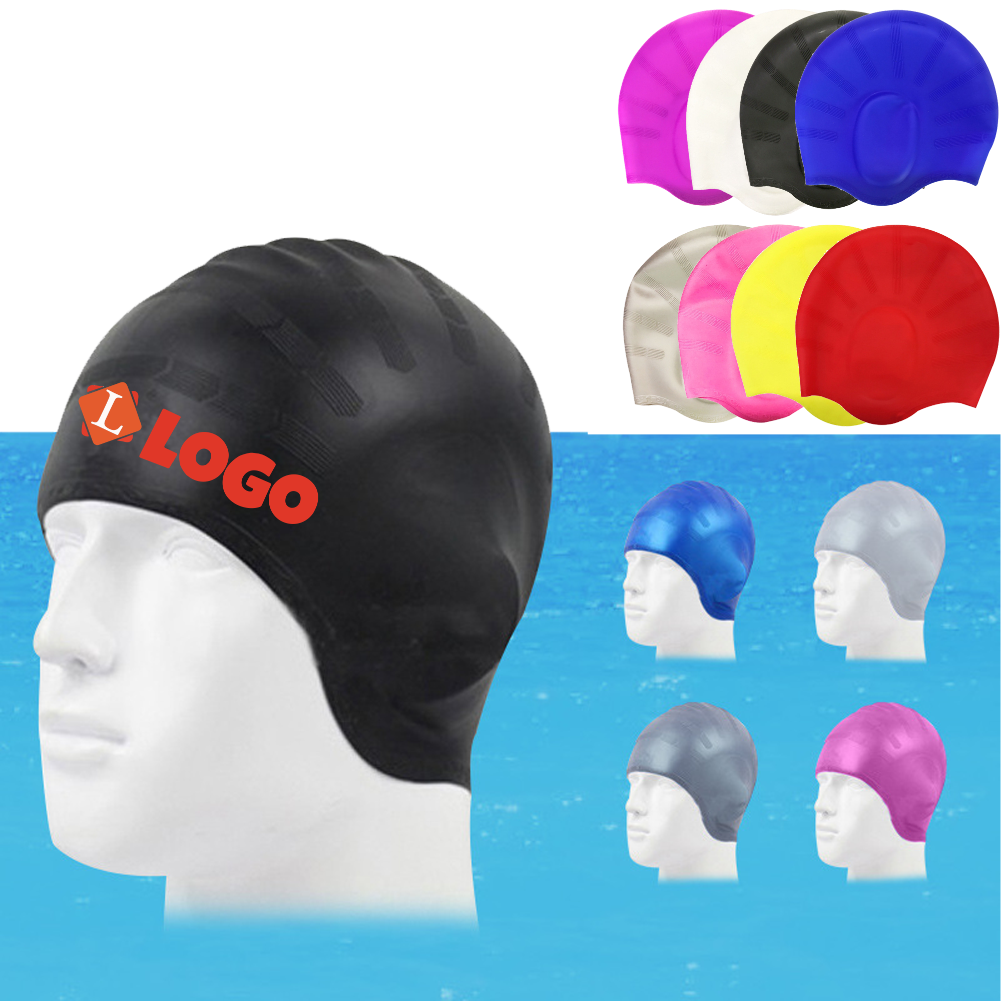 Premium Silicone Swim Cap with Ear Covers 3