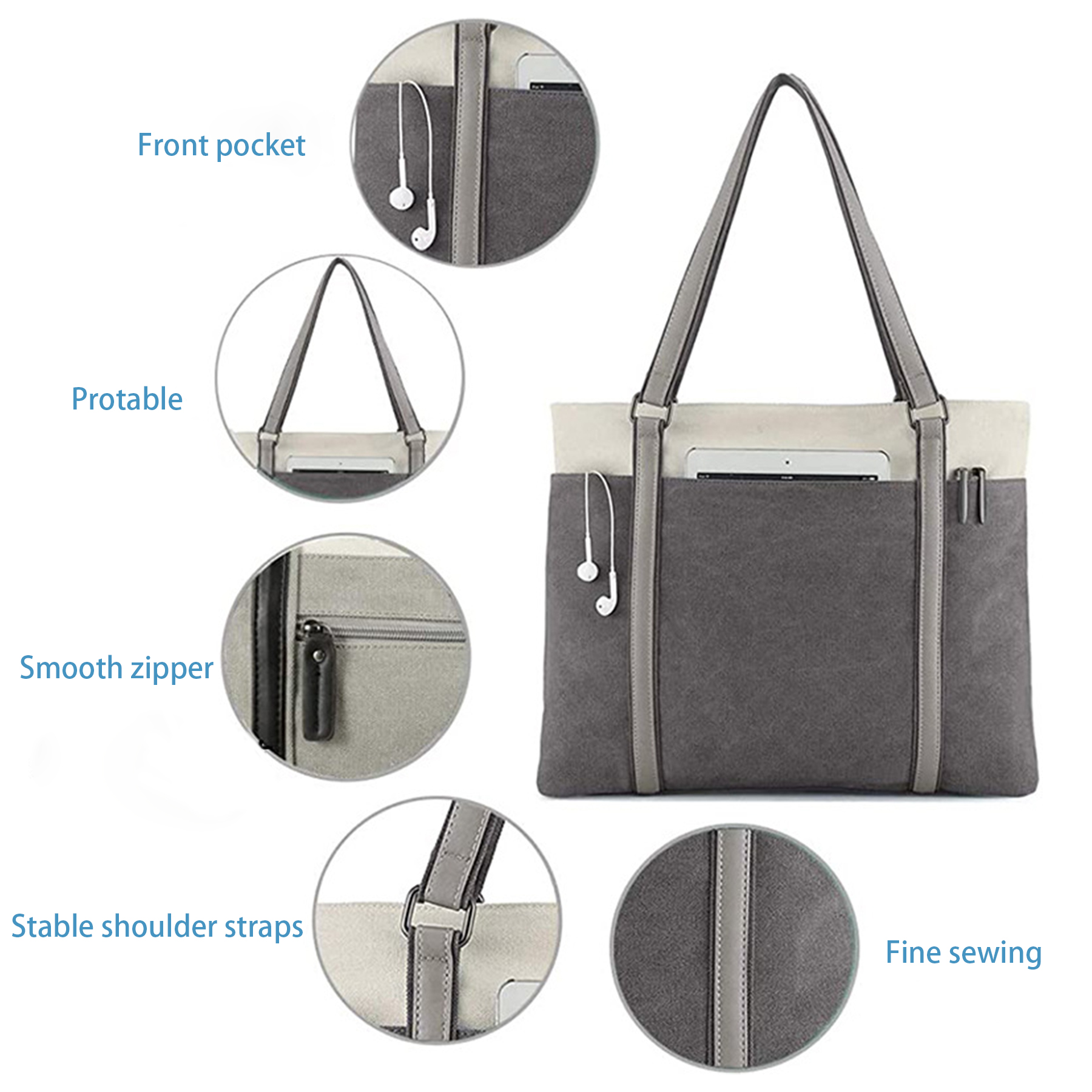 Canvas Lightweight Laptop Tote Bag For Work 7