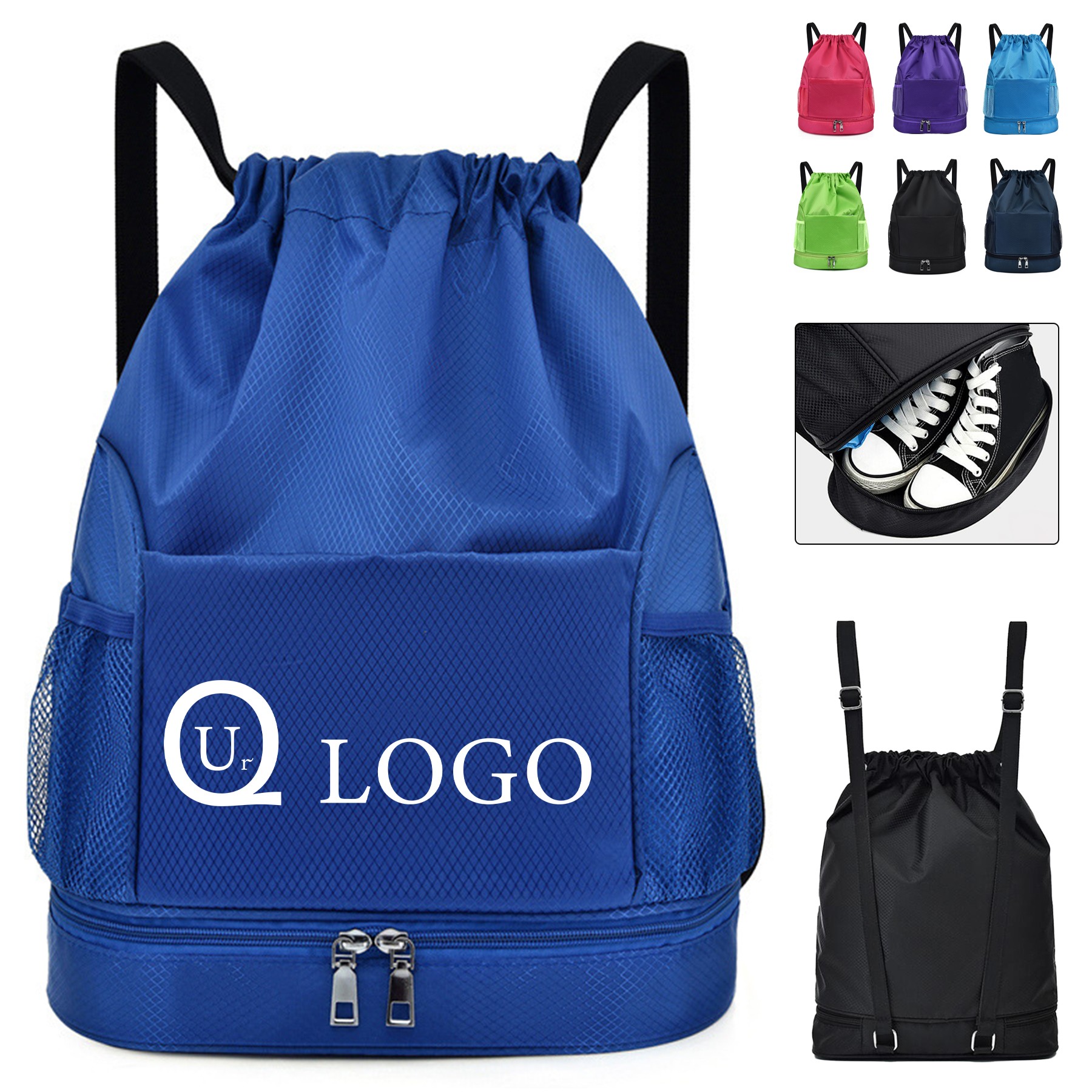 12.2X6.7X15.75 Inch Oxford Fabric Drawstring Backpack 1