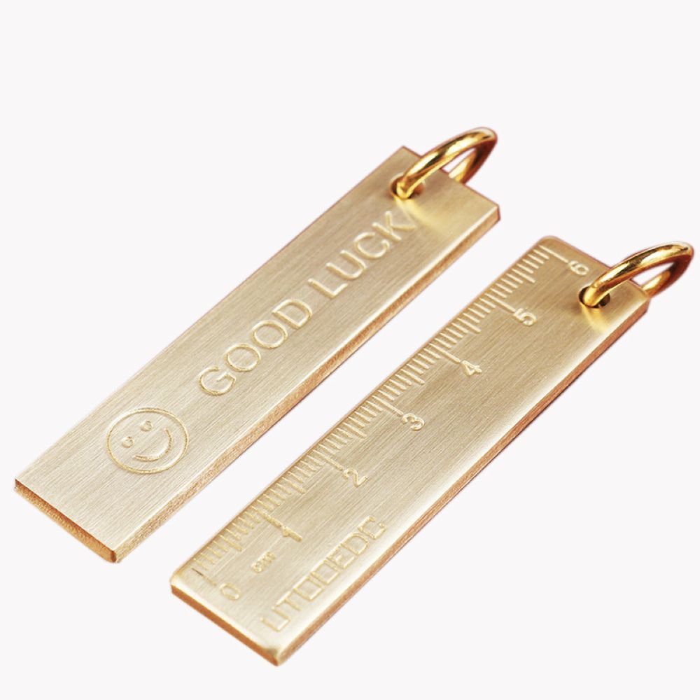 Pure Brass Portable Metal Ruler Retro Keychain 1