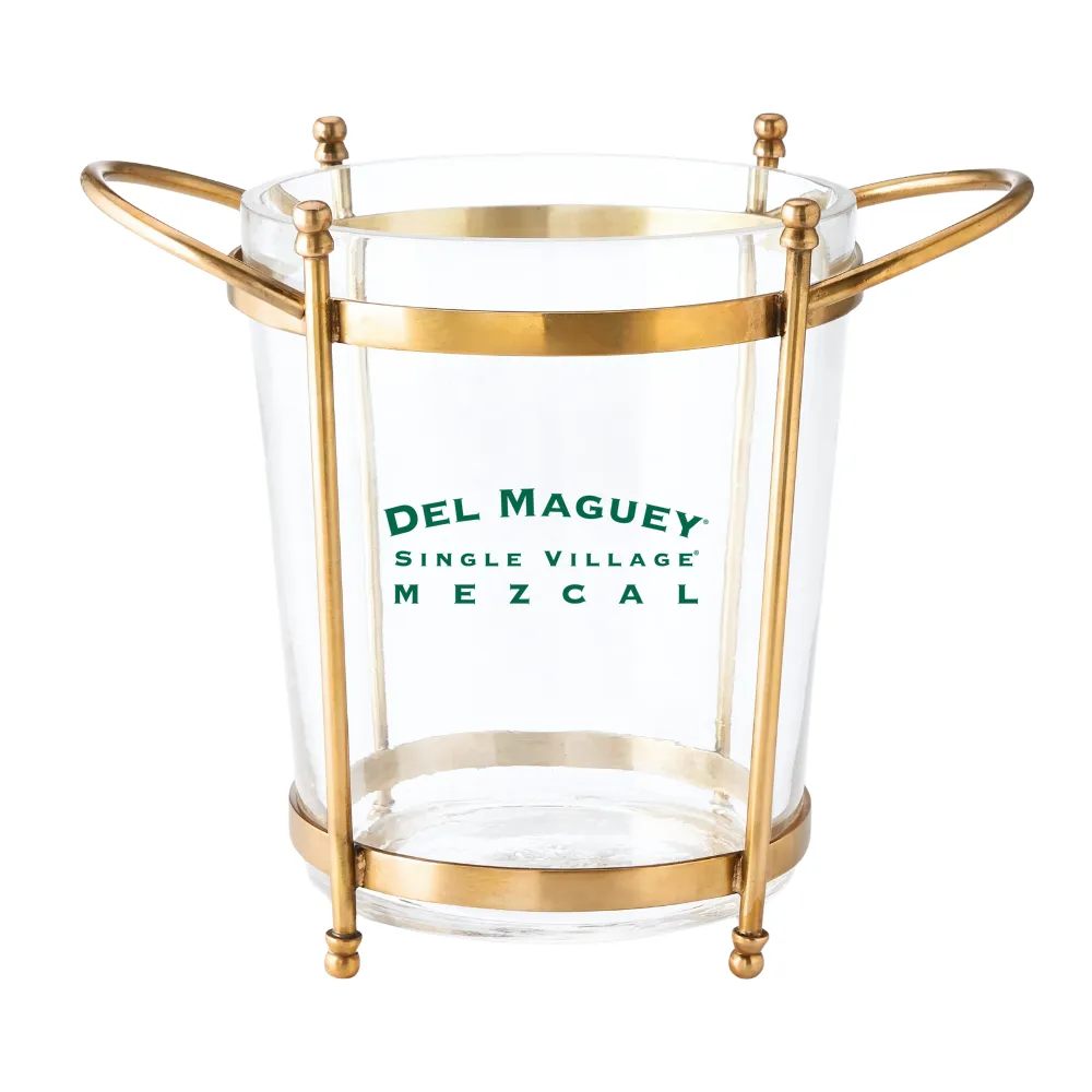Antique Brass & Glass Champagne Bucket 4