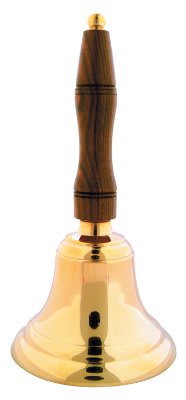 7 1/2" Brass School Bell with Wooden Handle 2