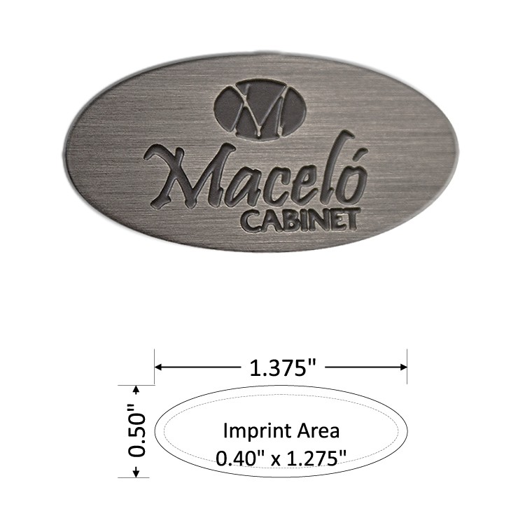 Oval 1.375" Polished Brass Etched Lapel Pin - USA Made 1