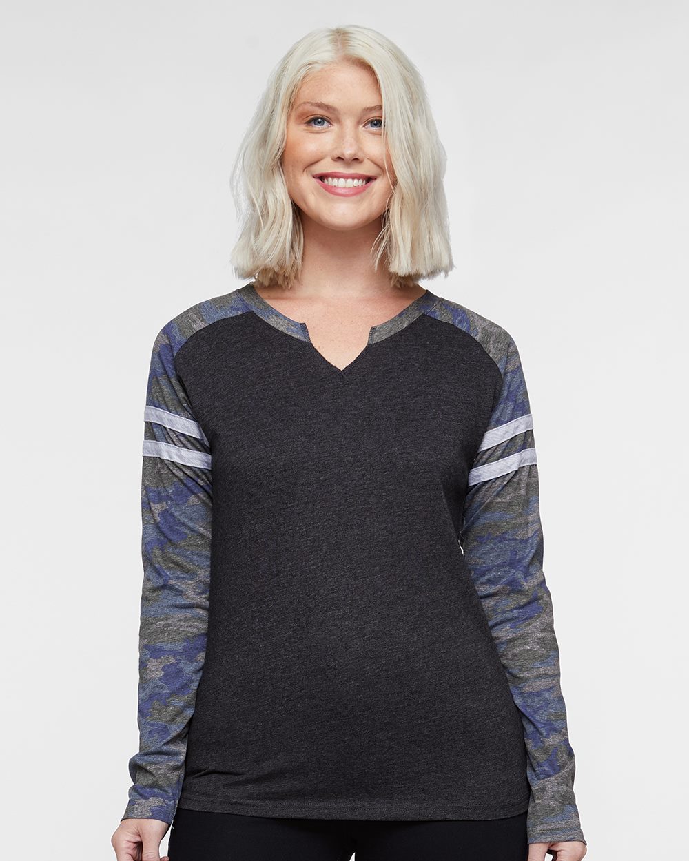 Women's Fine Jersey Mash Up Long Sleeve T-Shirt - 3534 11