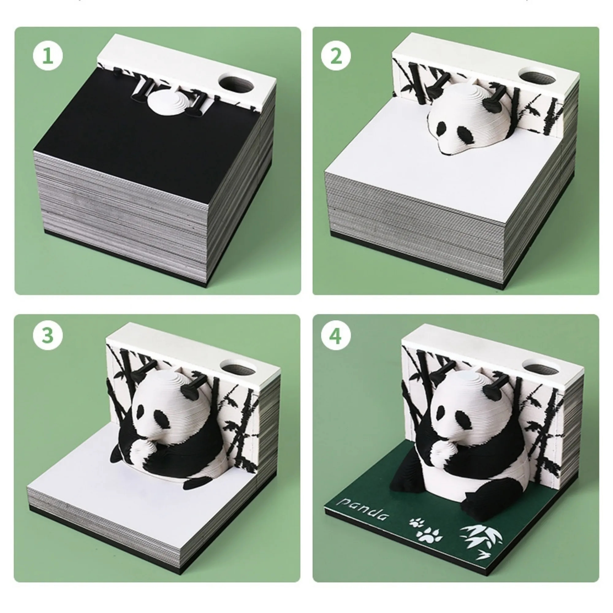 Creative 3D Layered Paper Panda Shape Notepad 5