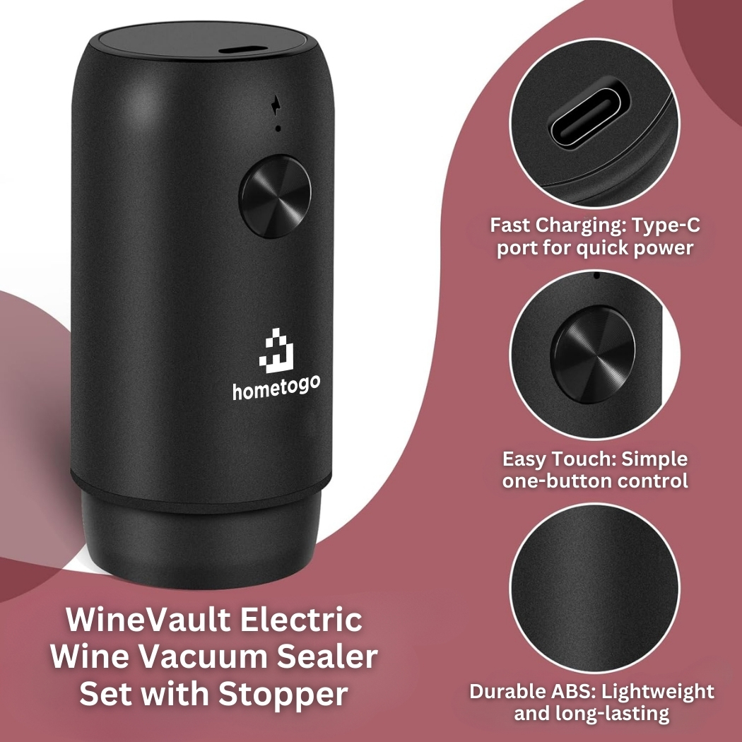 WineVault Electric Wine Vacuum Sealer Set with Stopper 8